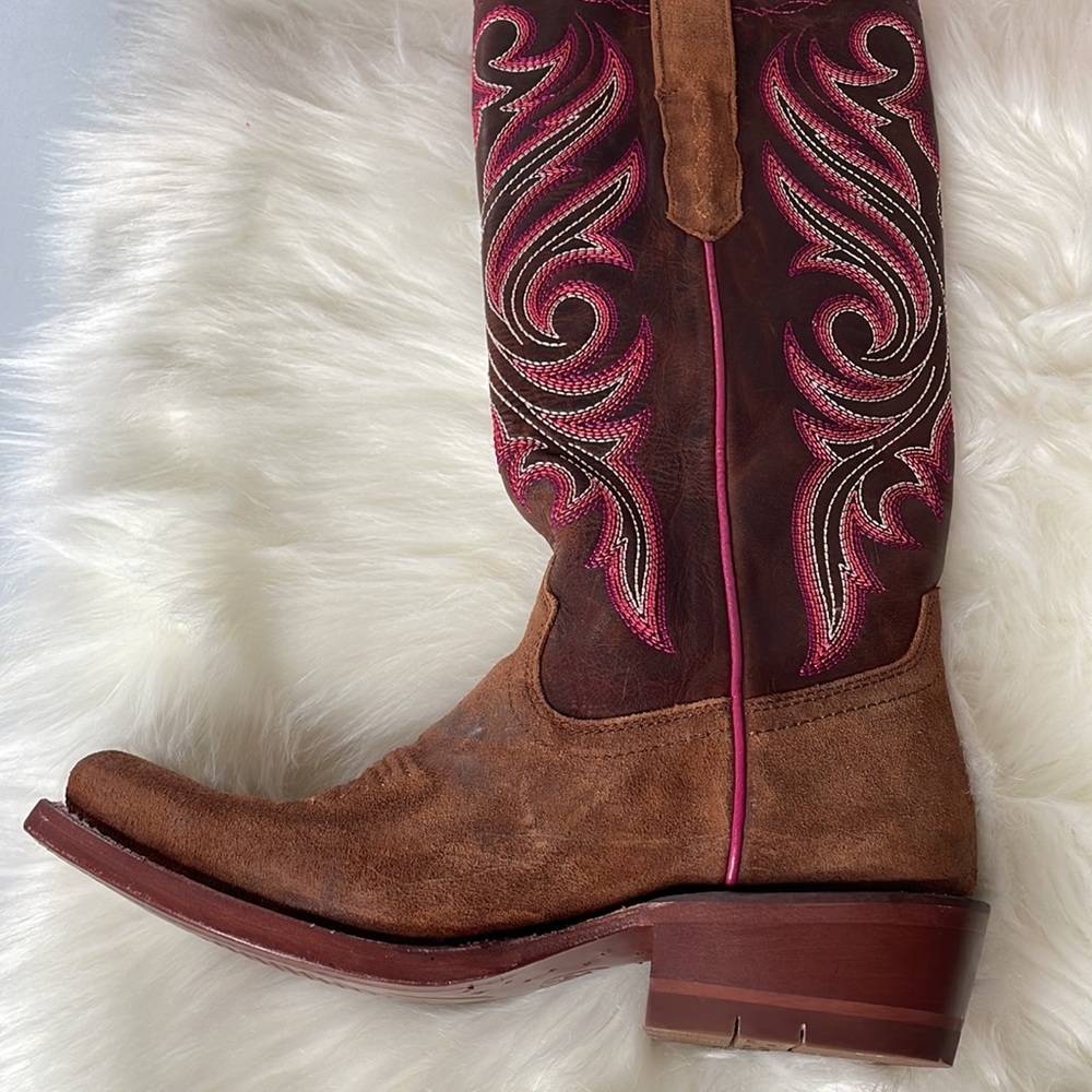 Ariat Brown and Pink Western Heeled Boots - Picture 5 of 13